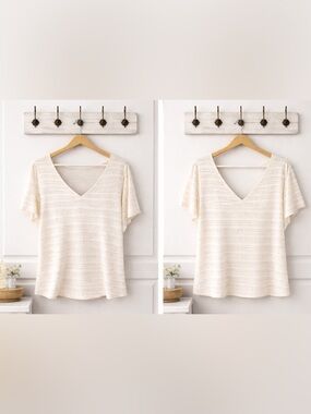 Maurice’s Women’s 1X Soft Cream V-Neck Top – Lightweight & Flowy